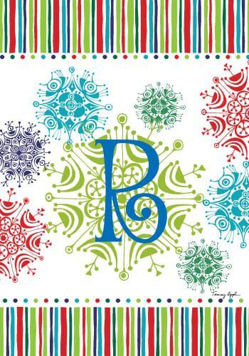 Snowflake Monogram-R Flag | Personalized, Clearance, Flags