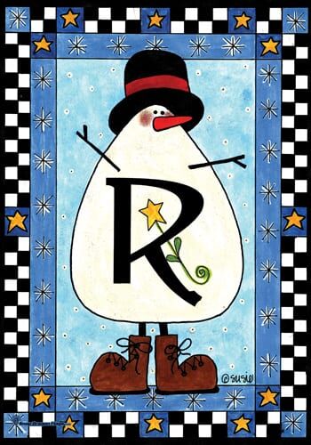 Snowman Monogram-R Flag | Personalized, Clearance, Flags