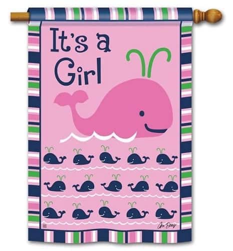 Whales - It's a Girl House Flag | Celebration, Outdoor, House, Flags