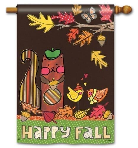 Squirrelly Friends House Flag | Fall, Outdoor, Yard, House, Flags