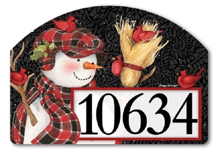 Snowman with Broom Yard Sign | Address Plaques | Yard Signs