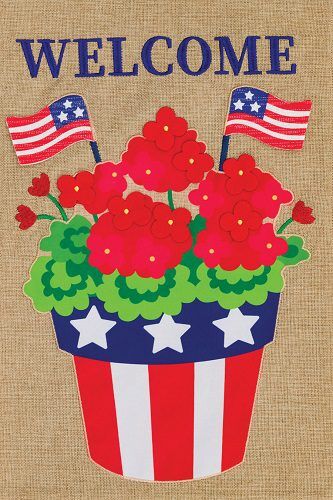 Patriotic Pot Flag | Burlap, Spring, Welcome, Cool, Garden, Flags