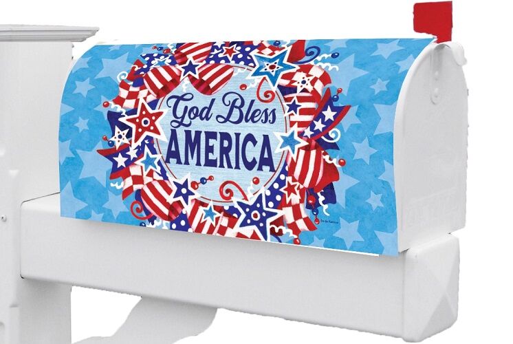 God Bless Wreath Mailbox Cover | Mailbox Covers | Mailbox Wraps