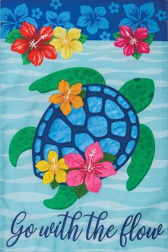 Hibiscus Turtle Flag | Applique Flags | Summer Flags | Garden Flag