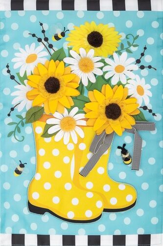 Yellow Rain Boots Flag | Applique Flags | Garden Flags | Cool Flag