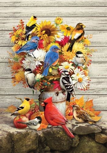Fall Flowers and Birds Flag | Fall, Bird, Floral, Decorative, Flags