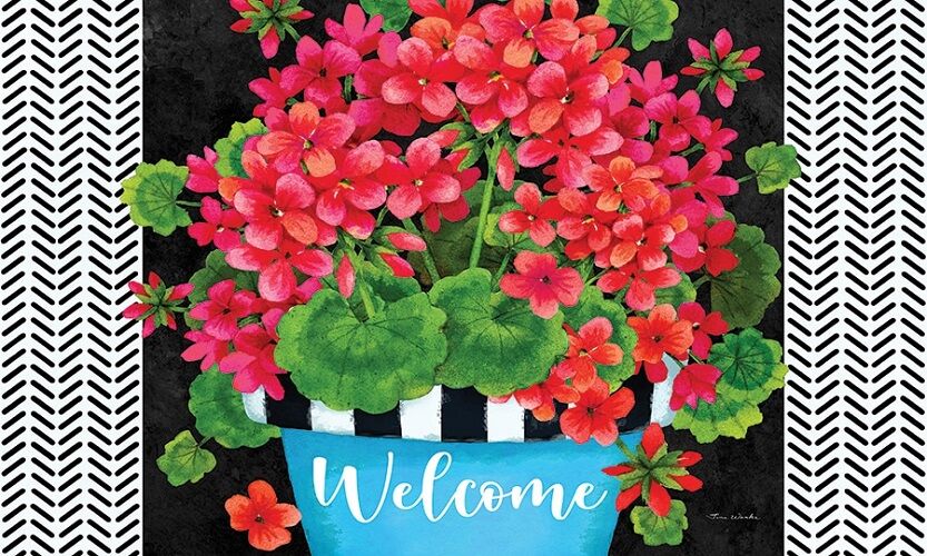 Blue Pot Geranium Doormat | Decorative Doormats | MatMates
