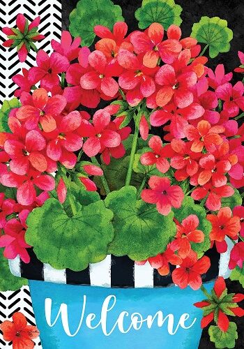 Blue Pot Geranium Flag | Double Sided Flags | Spring Flags