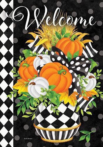 Black and White Planter Flag | Fall Flags | Two Sided Flags