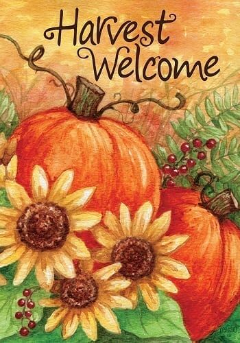 Sunny Pumpkin Harvest Flag | Fall, Thanksgiving, Welcome, Flags