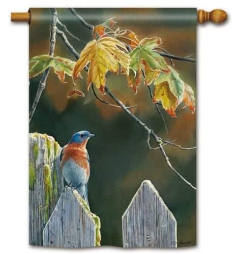 Garden Gate Bluebird House Flag | Fall, Bird, Outdoor, House, Flag