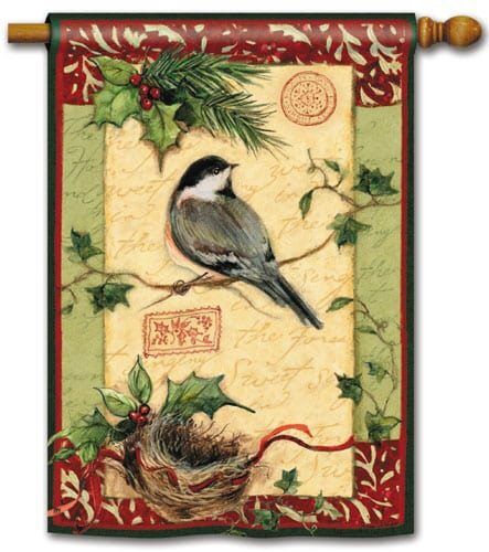 Holiday Chickadee House Flag | Christmas, Outdoor, House, Flags