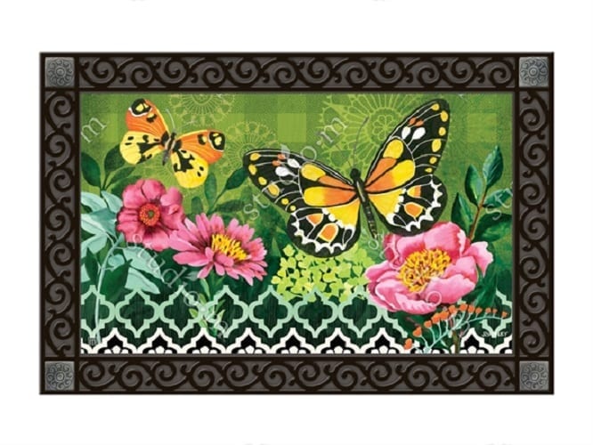 Butterflies with Pink Flowers Doormat | MatMates | Doormats