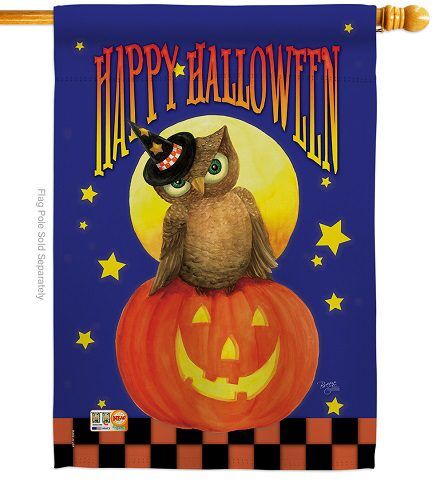 Owl Sitting on Jack House Flag | Halloween, Yard, House, Flags