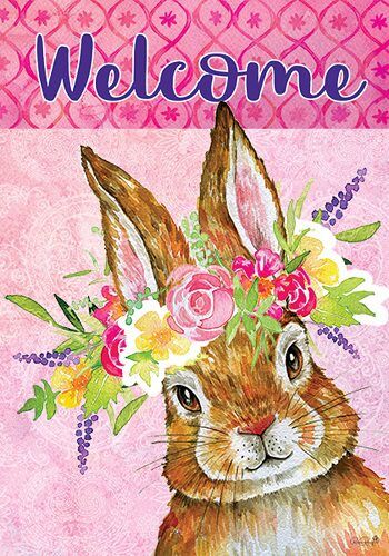 Bunny Wreath Flag | Easter, Decorative, Welcome, Lawn, Flags