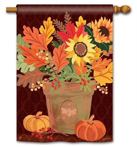 Harvest Terra Cotta House Flag | Fall, Floral, Outdoor, House, Flag