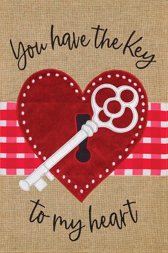 Valentine Key Flag | Burlap, Valentine, Two Sided, Garden, Flags