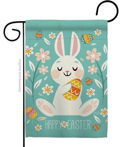 Colorful Egg Basket Garden Flag | Easter, Two Sided, Garden Flag