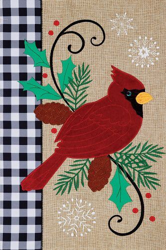 Cardinal Pine Flag | Burlap, Winter, Bird, Decorative, Cool, Flags