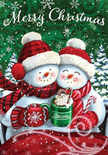 Cocoa Couple Flag | Christmas, Snowman, Decorative, Lawn, Flag