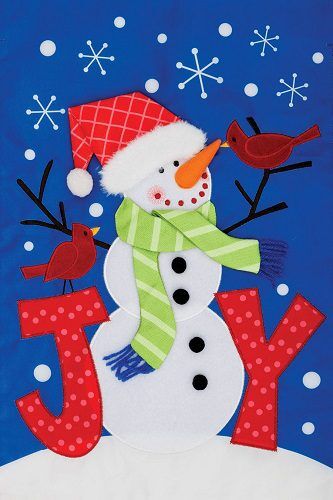 Joy Snowman Flag | Applique, Christmas, Cool, Garden, Flags