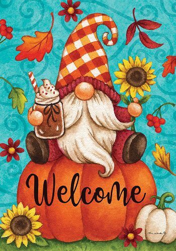 Pumpkin Gnome Flag | Fall Flags | Welcome Flag | Decorative Flag