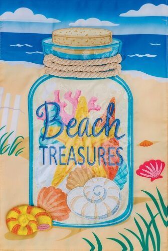 Beach Treasures Flag | Applique, Summer, Cool, Garden, Flags