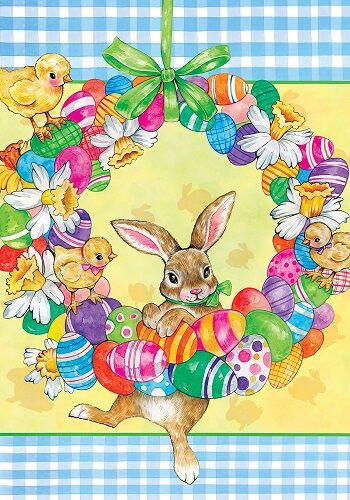 Bunny Wreath Flag | Easter, Decorative, Cool, Garden, House, Flag