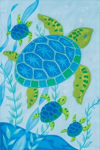 Turtle Babies in Seaweed Flag | Applique, Nautical, Garden, Flags