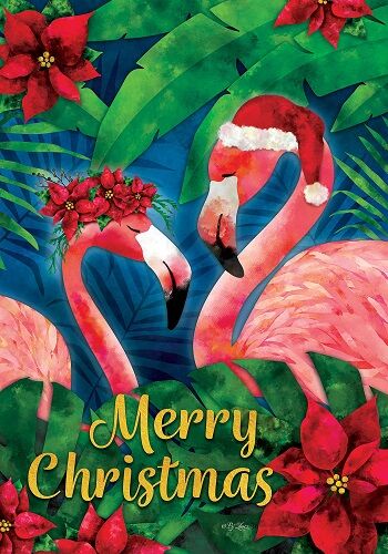 Christmas Flamingos Flag | Christmas Flags | Double Sided Flags