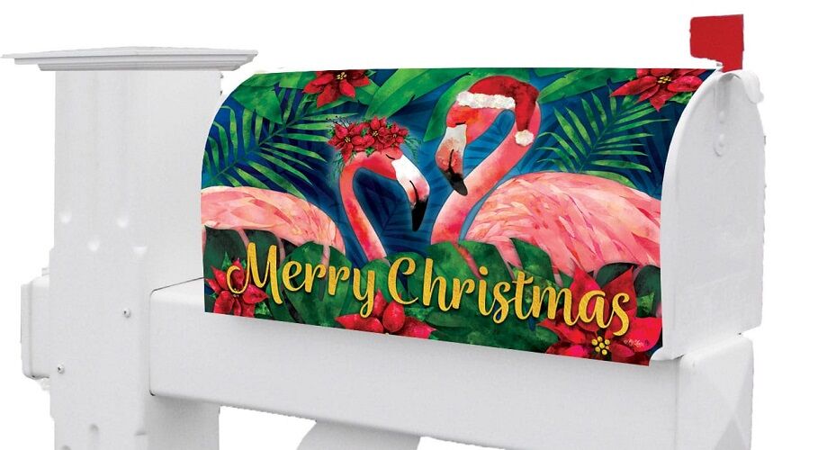 Christmas Flamingos Mailbox Cover | Mailbox Covers | MailWraps