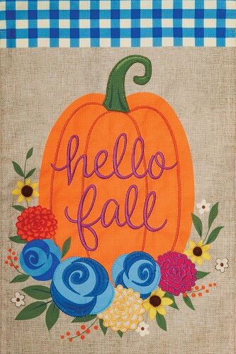 Floral Pumpkin Burlap Flag | Burlap Flags | Fall Flags | Cool Flags