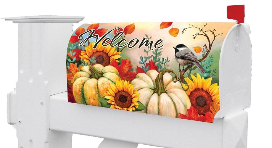 Pumpkins & Chickadees Mailbox Cover | Mailbox Cover | MailWrap