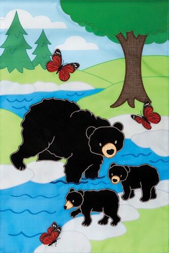 Bear Family Flag | Applique Flags | Animal Flags | Garden Flags