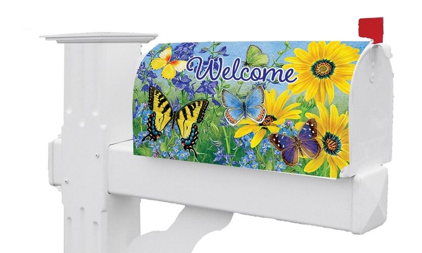 Blue & Yellow Butterflies Mailbox Cover | Mailbox Covers