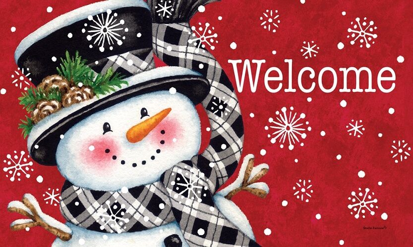 Black & Red Snowman Doormat | Decorative Doormats | MatMates