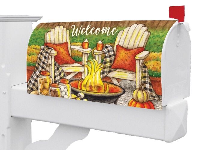 Fall Fire Pit Mailbox Cover | Mailbox Covers | Mailbox Wraps