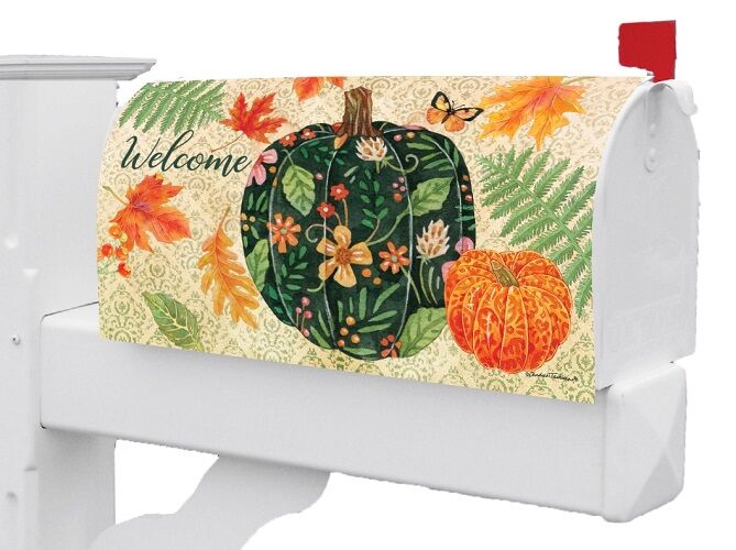 Pumpkins & Leaves Mailbox Cover | Mailbox Cover | Mailbox Wrap