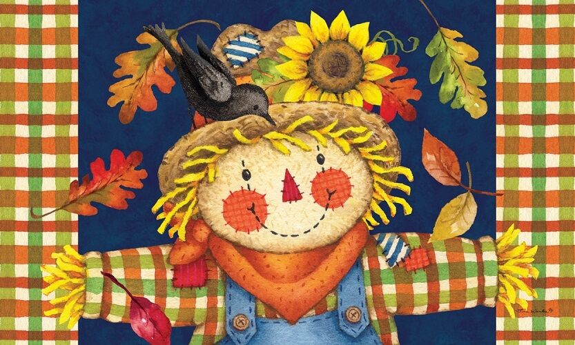 Scarecrow Plaid Doormat | Decorative Doormats | MatMates