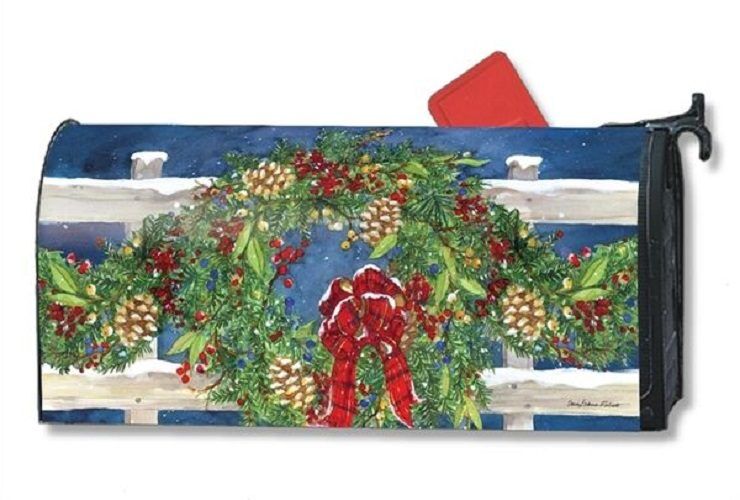 Winter Wreath Mailbox Cover | Mailbox Wraps | Mailbox Covers