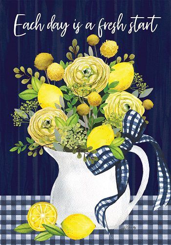 Lemons on Blue Flag | Inspirational, Floral, Decorative, Lawn, Flags