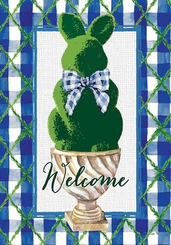 Bunny Topiary Flag | Easter Flag | Decorative Flag | Two Sided Flag