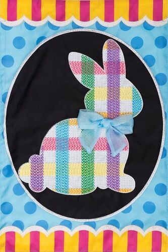 Checked Bunny Flag | Applique Flags | Easter Flags | Garden Flags