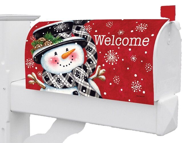 Black & Red Snowman Mailbox Cover | Magnetic Mailbox Covers