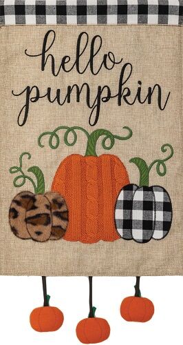 Hello Pumpkin Burlap Flag | Burlap Flags | Fall Flags | Cool Flags