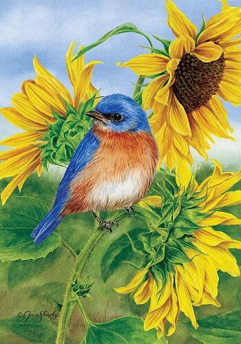 Bluebird Sunflowers Flag | Spring Flags | Bird Flags | Summer Flag