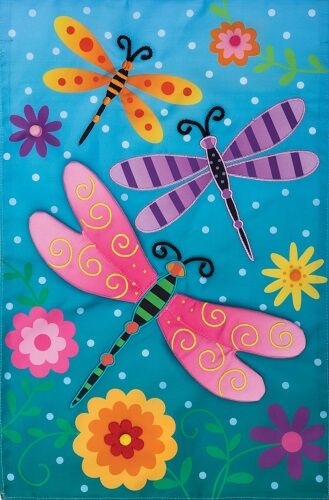 Dragonflies Flag | Applique Flags | Floral Flags | Garden Flags