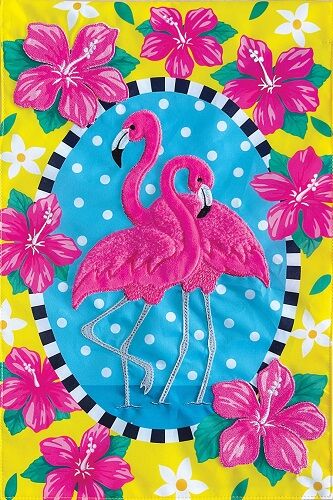 Floral Flamingo Flag | Applique Flags | Cool Flags | Garden Flags