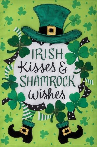 Irish Kisses Flag | Applique Flags | St. Patrick's Day Flags