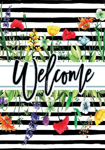 Wildflower Stripes Flag | Spring Flags | Welcome Flags | Cool Flags